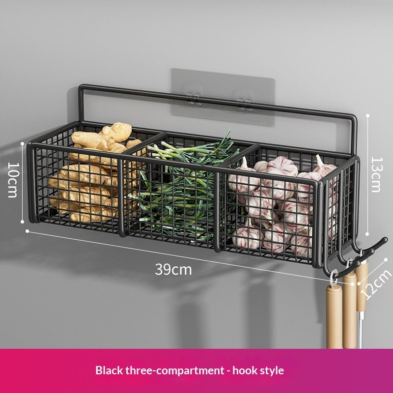 Punch-Free Wall-Mounted Vegetable Basket Storage Container For The Kitchen