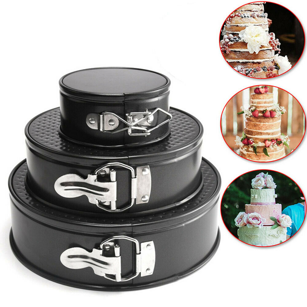 3PC SET Non-Stick Mini Spring form Pan Tray Spring Form Round Bakeware