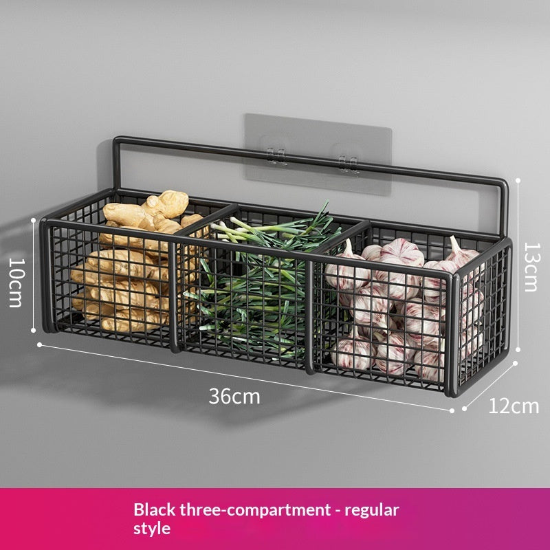 Punch-Free Wall-Mounted Vegetable Basket Storage Container For The Kitchen