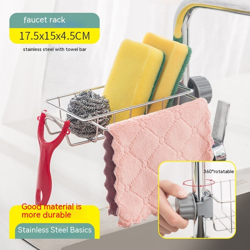 Hanging Stainless Steel Faucet Kitchen Storage Rack