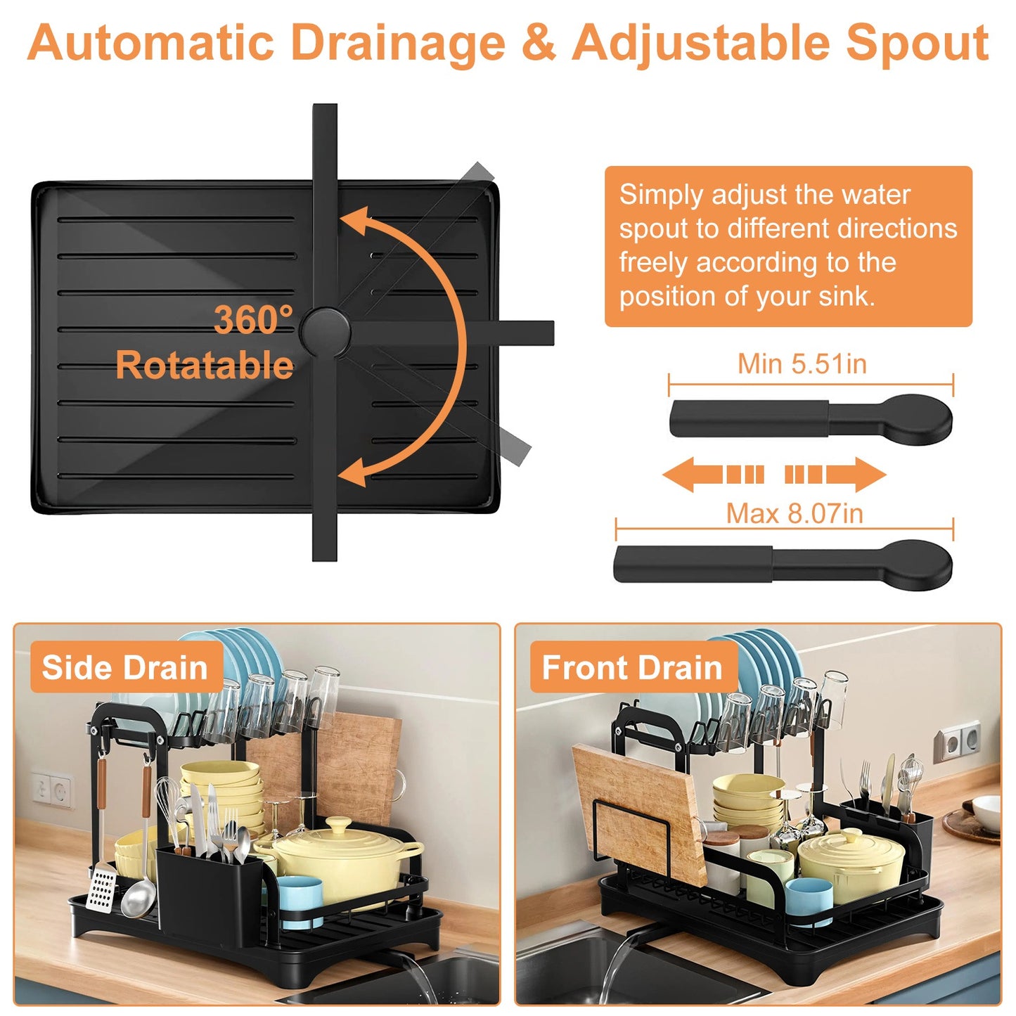 2-Tier Dish Drying Rack for Kitchen Counter