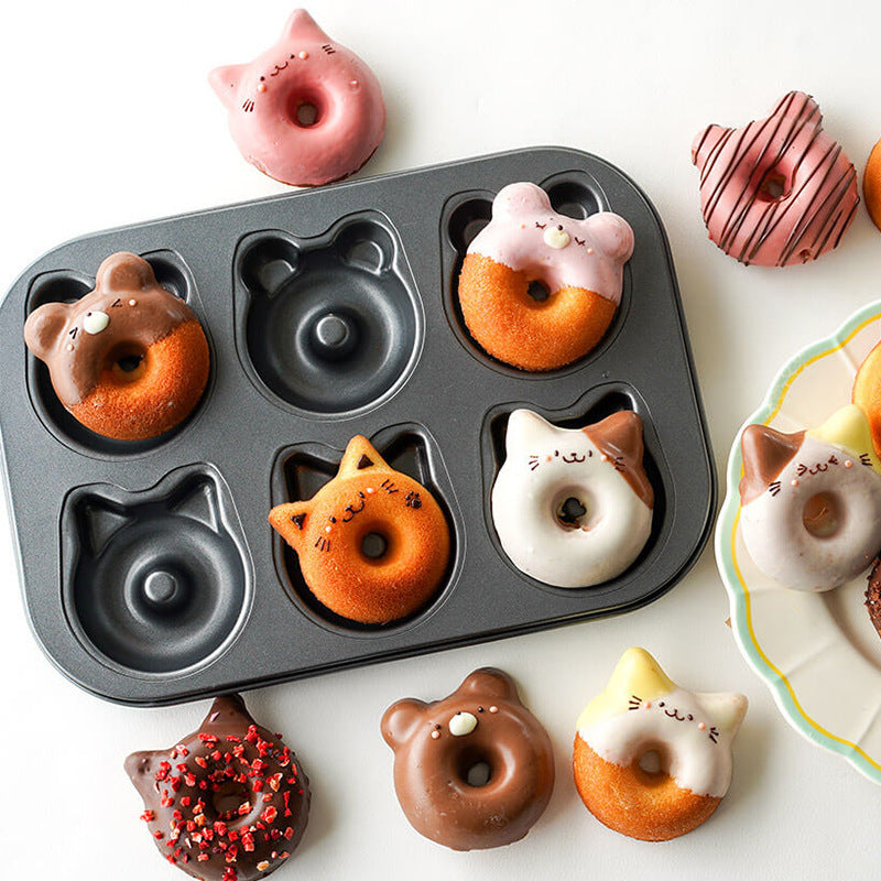 Cat & Bear Donut Baking Tray Cartoon Animal Non-stick Bakeware