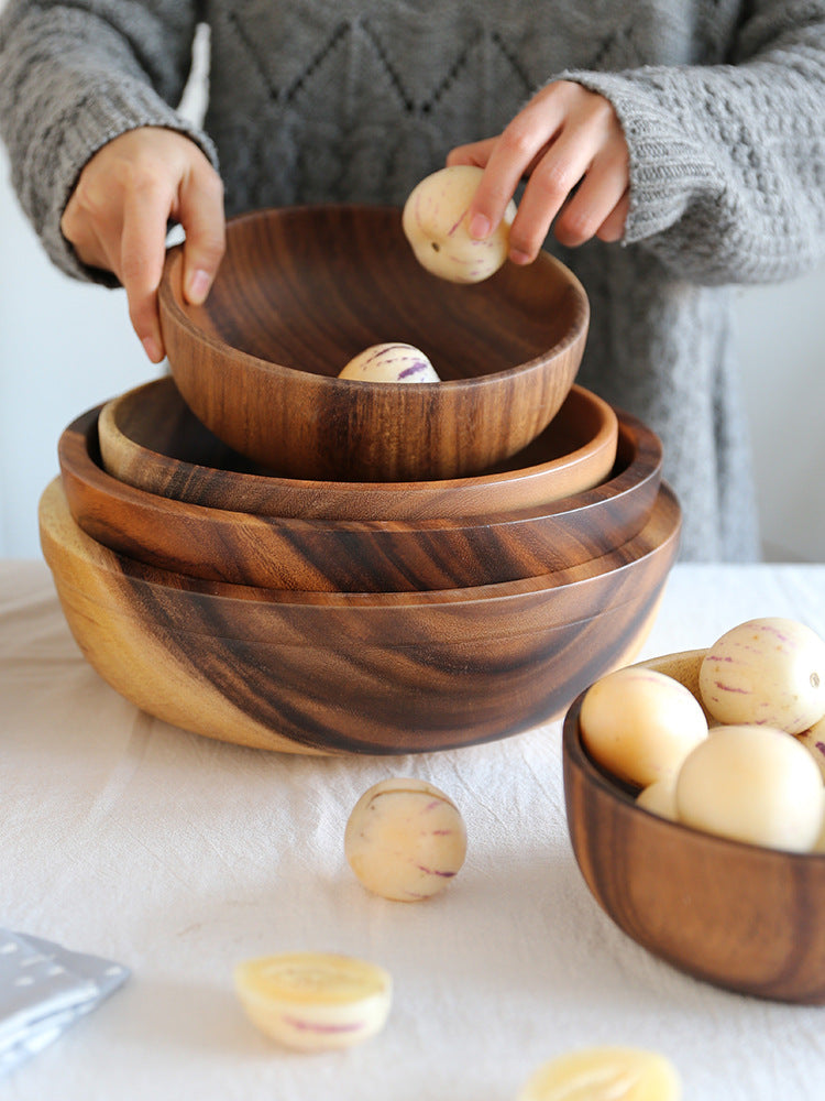 Kitchen Natural Wooden Bowl Household Fruit & Salad Bowl