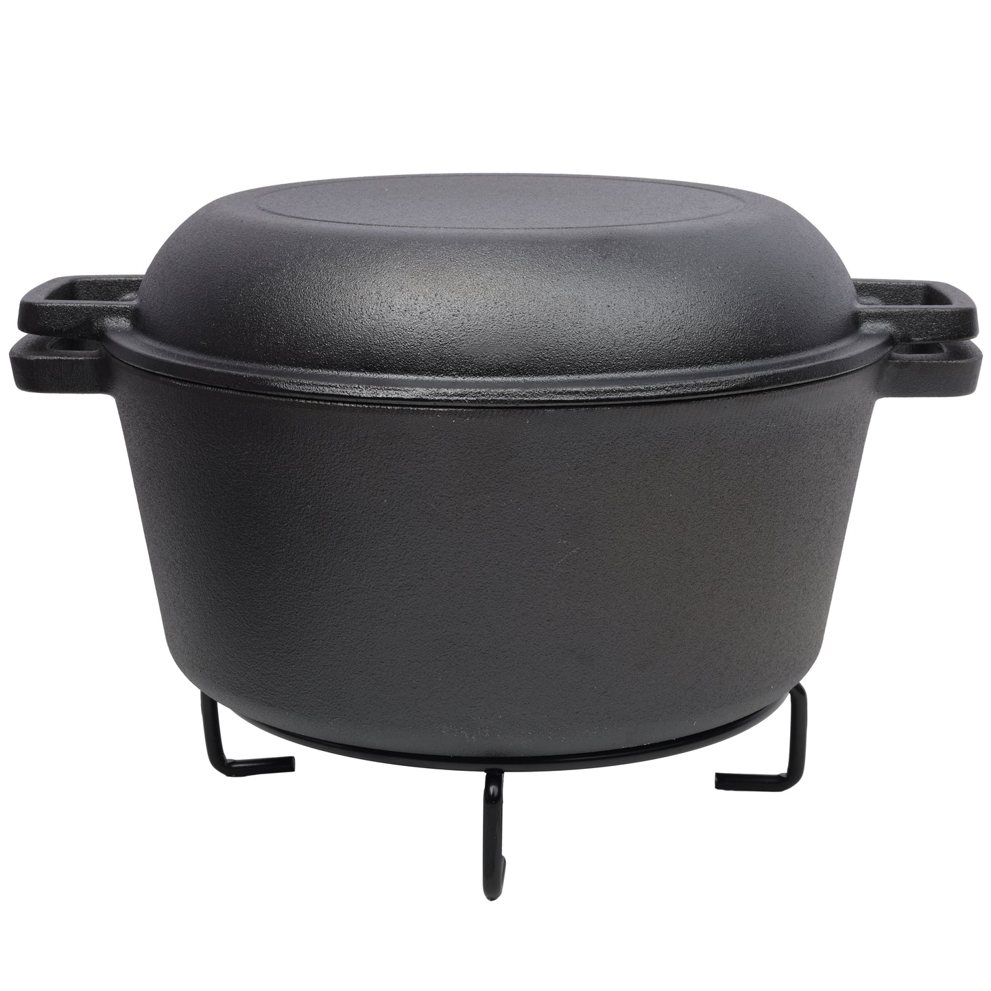 2 In 1 Pre-Seasoned Cast Iron Dutch Oven with Dual Handles