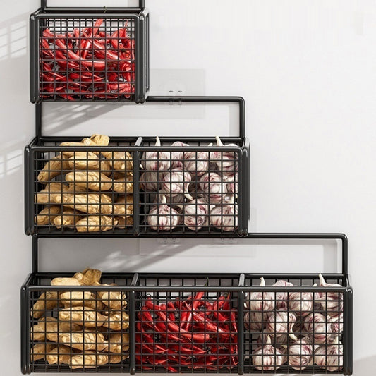 Punch-Free Wall-Mounted Vegetable Basket Storage Container For The Kitchen