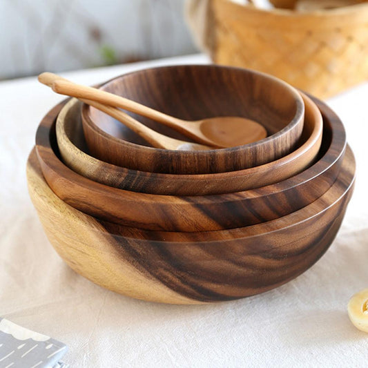 Kitchen Natural Wooden Bowl Household Fruit & Salad Bowl