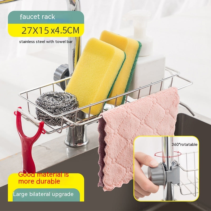Hanging Stainless Steel Faucet Kitchen Storage Rack