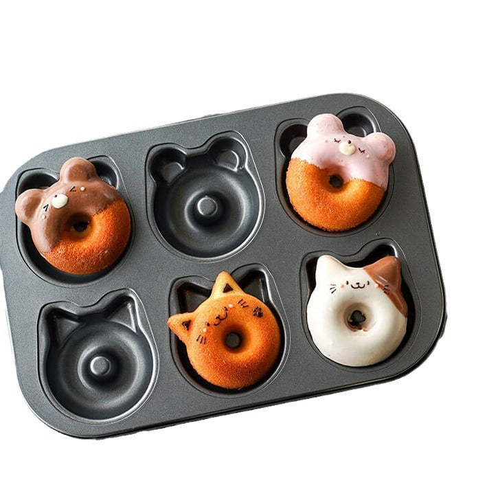 Cat & Bear Donut Baking Tray Cartoon Animal Non-stick Bakeware